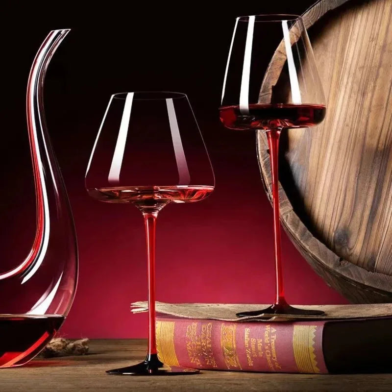JUSTINLAU Handmade Red Wine Glass & Decanter Big Belly Crystal Glass Burgundy Bordeaux Goblet Wedding Birthday Party Supplies