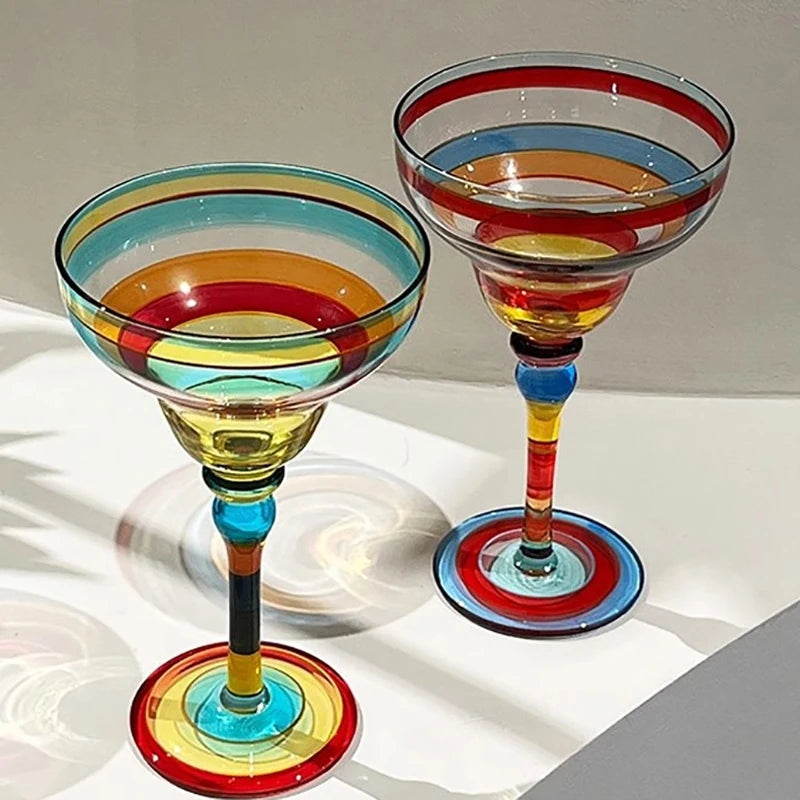 Handmade Colorful Margarita Wine Glasses Exquisite Lead-Free Cocktail Glassware For Wedding Party Drinkware Unique Goblet