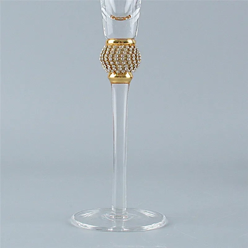 2Pcs/set  Phnom Penh Champagne Glasses Inlaid Diamond Wine Glass Weddeing Party Crystal Goblet Cocktail Glass Drinkware Gifts