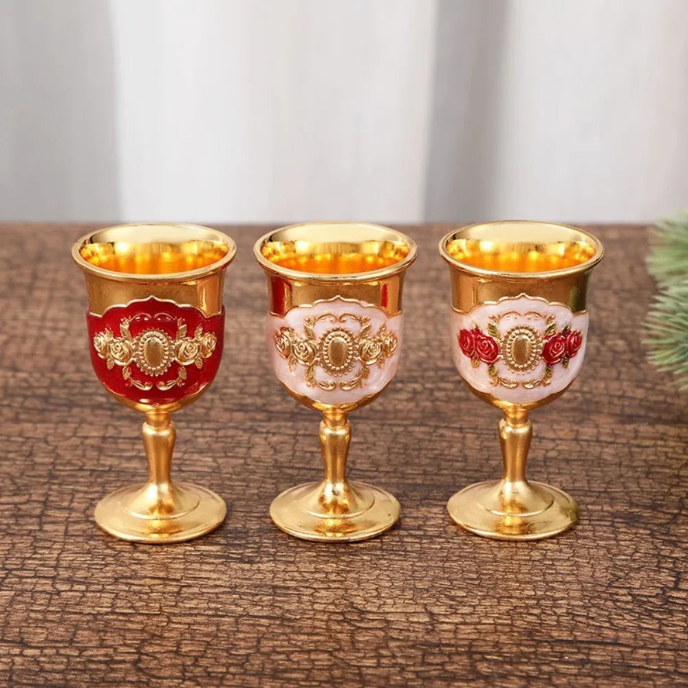 Gold Vintage Wine Glasses European-style Drinkware Beverage Goblet Metal Tableware Accessories White Wine Cup Home Party