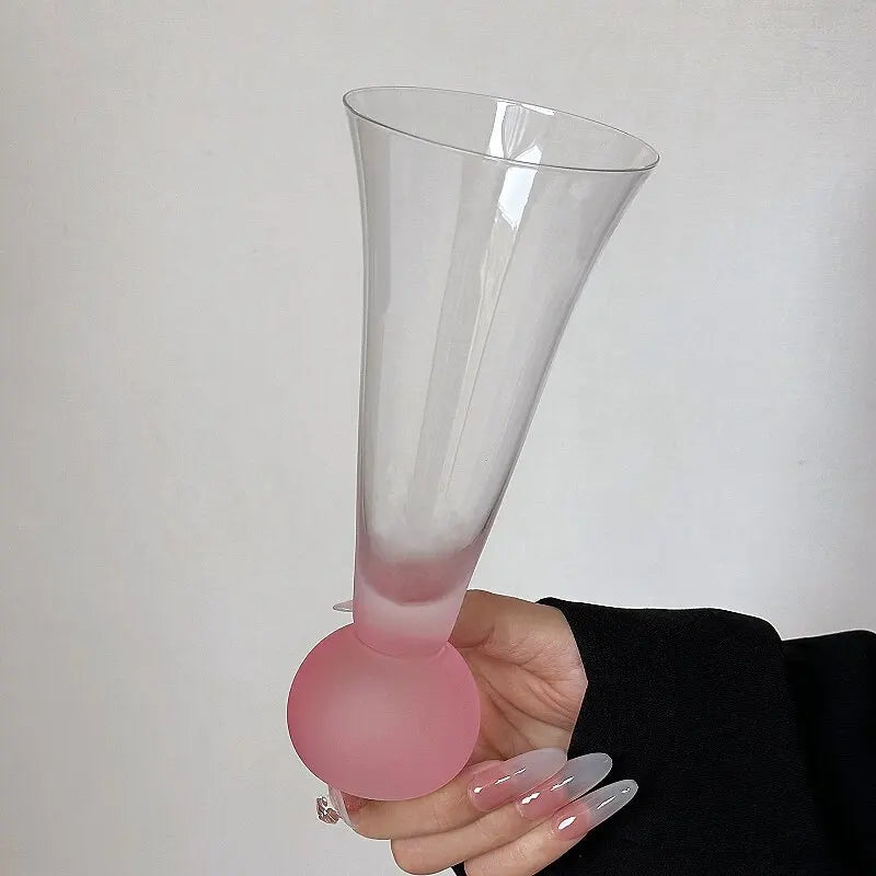1pcs Creative Ball Base Glass Cup Set Modern Flute-Shaped Cocktail & Champagne Glasses for Bar & Home Decor