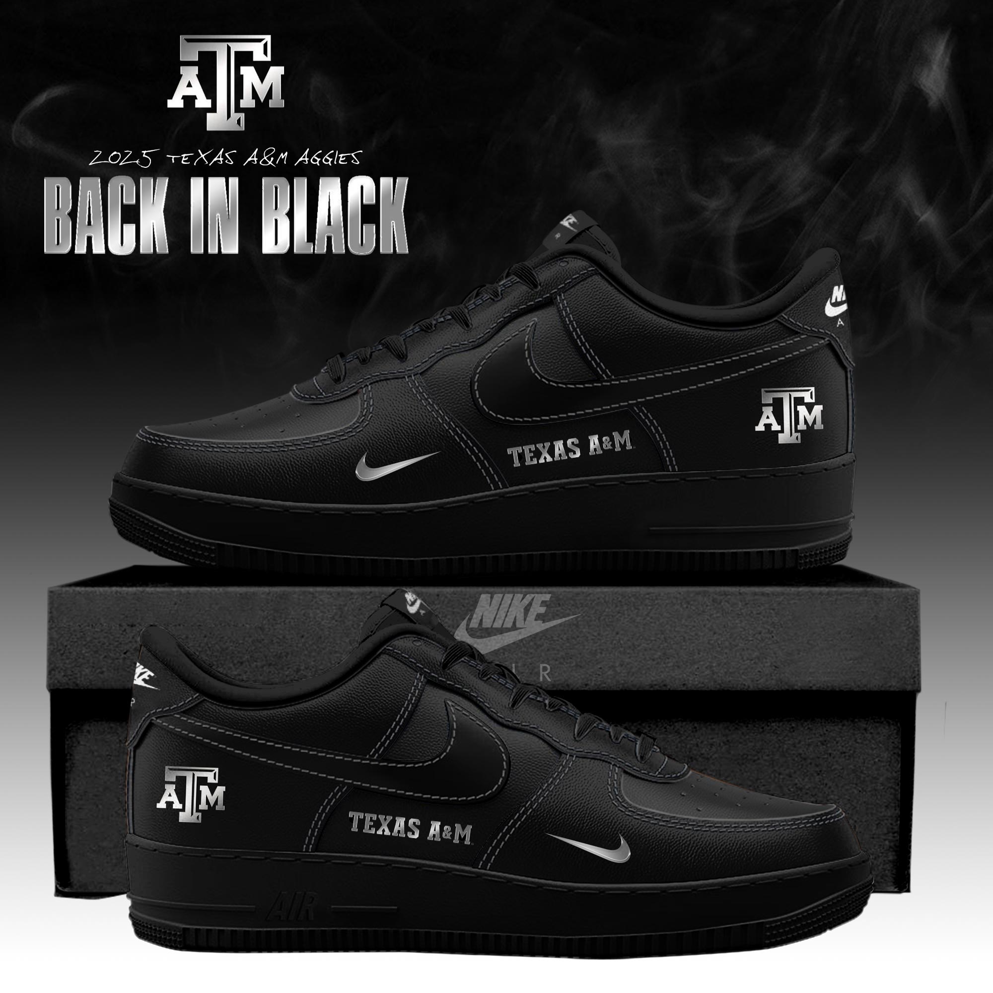 _ Texas A&amp;M Aggies 'Back in Black' 2025 Special Edition AF1 Sneakers
